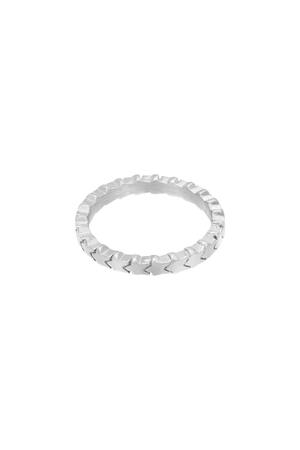 Ring Linked Stars Zilver Stainless Steel 16 h5 