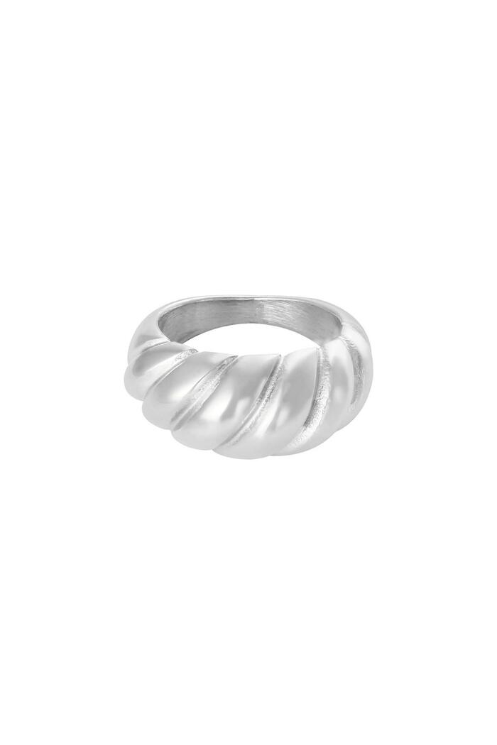 Ring Large Baguette Silver Stainless Steel 16 