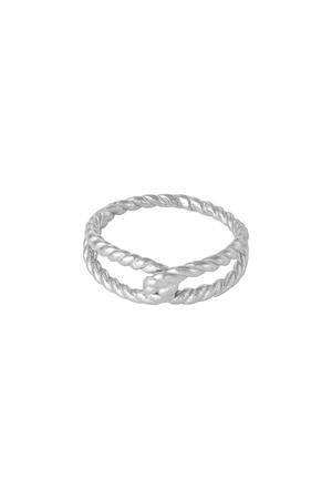 Ring Twisted Rope Silver Stainless Steel 16 h5 