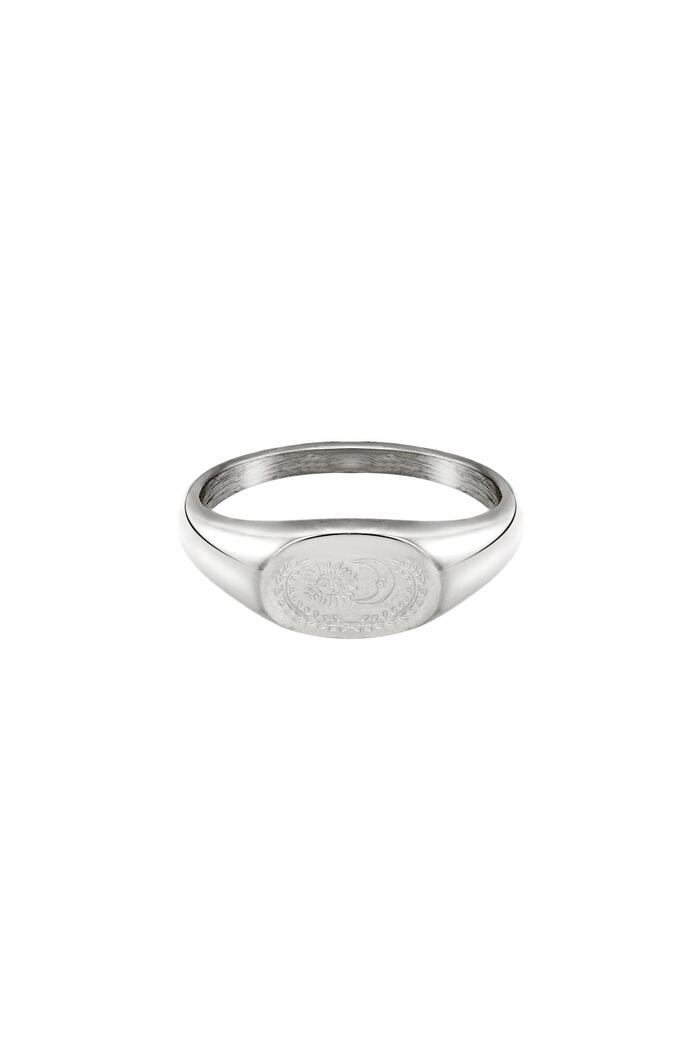 Ring Sun & Moon Silver Stainless Steel 16 