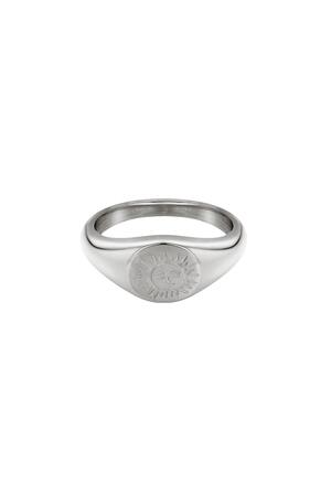Ring Smiling Sun Silver Stainless Steel 16 h5 