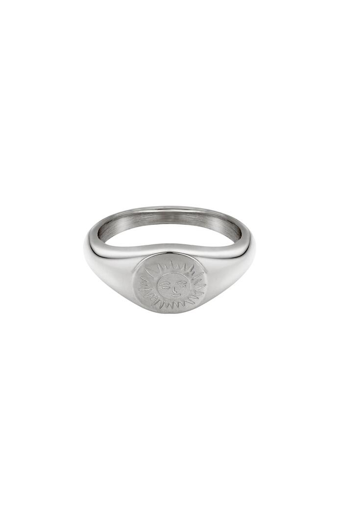 Ring Smiling Sun Silver Stainless Steel 18 
