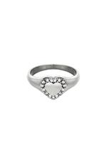 Silver / 16 / Ring Diamond Heart Silver Stainless Steel 16 