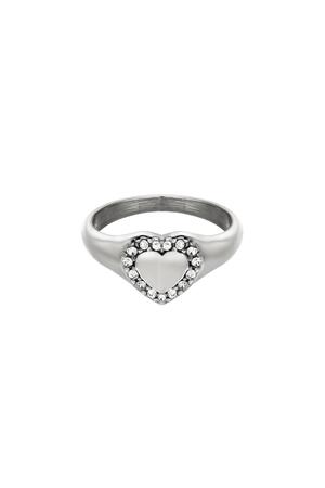 Ring Diamond Heart Zilver Stainless Steel 16 h5 