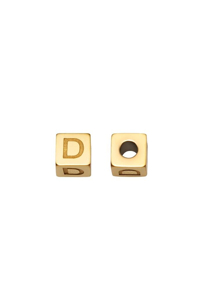 Cuentas de bricolaje alfabeto oro D Acero inoxidable 