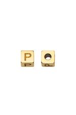 Gold / Alfabeto con perline fai da te oro P Gold Stainless Steel Immagine11