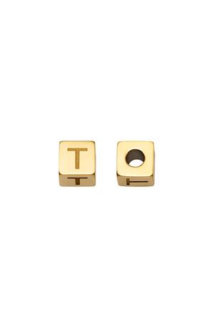 DIY Beads Alphabet Gold T Stainless Steel h5 