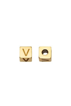 DIY Beads Alphabet Gold V Stainless Steel h5 