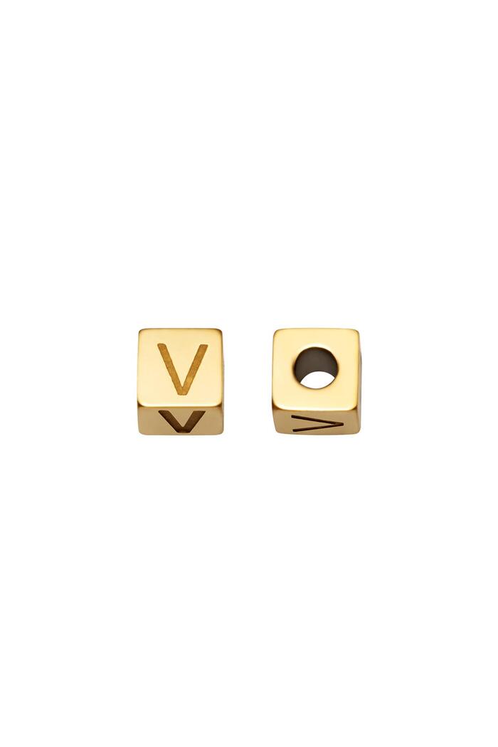 DIY Beads Alphabet Gold V Stainless Steel 