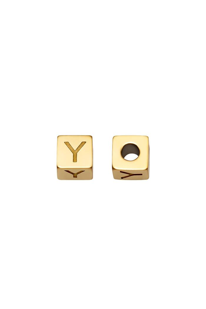 DIY Beads Alphabet Gold Y Stainless Steel 