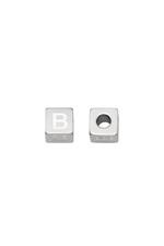 Silver / DIY Beads Alphabet Silver B Stainless Steel 