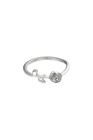 Pinky ring rose Silver Stainless Steel 14 h5 