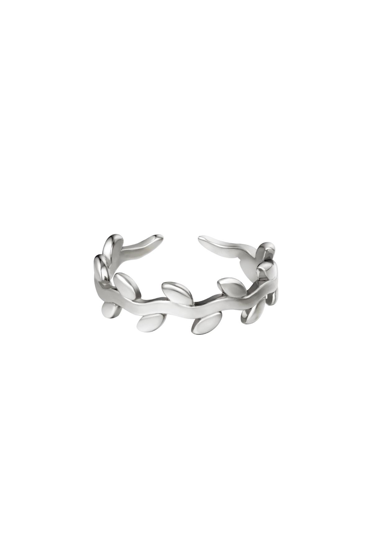 Stainless steel ring laurel wreath adjustable Silver