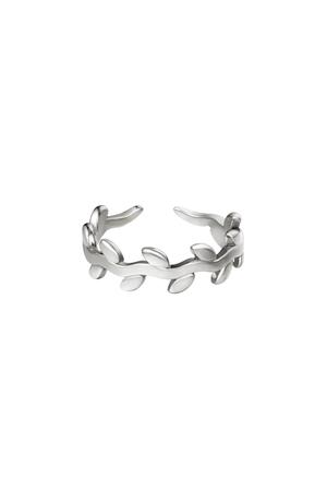 Stainless steel ring laurel wreath adjustable Silver h5 