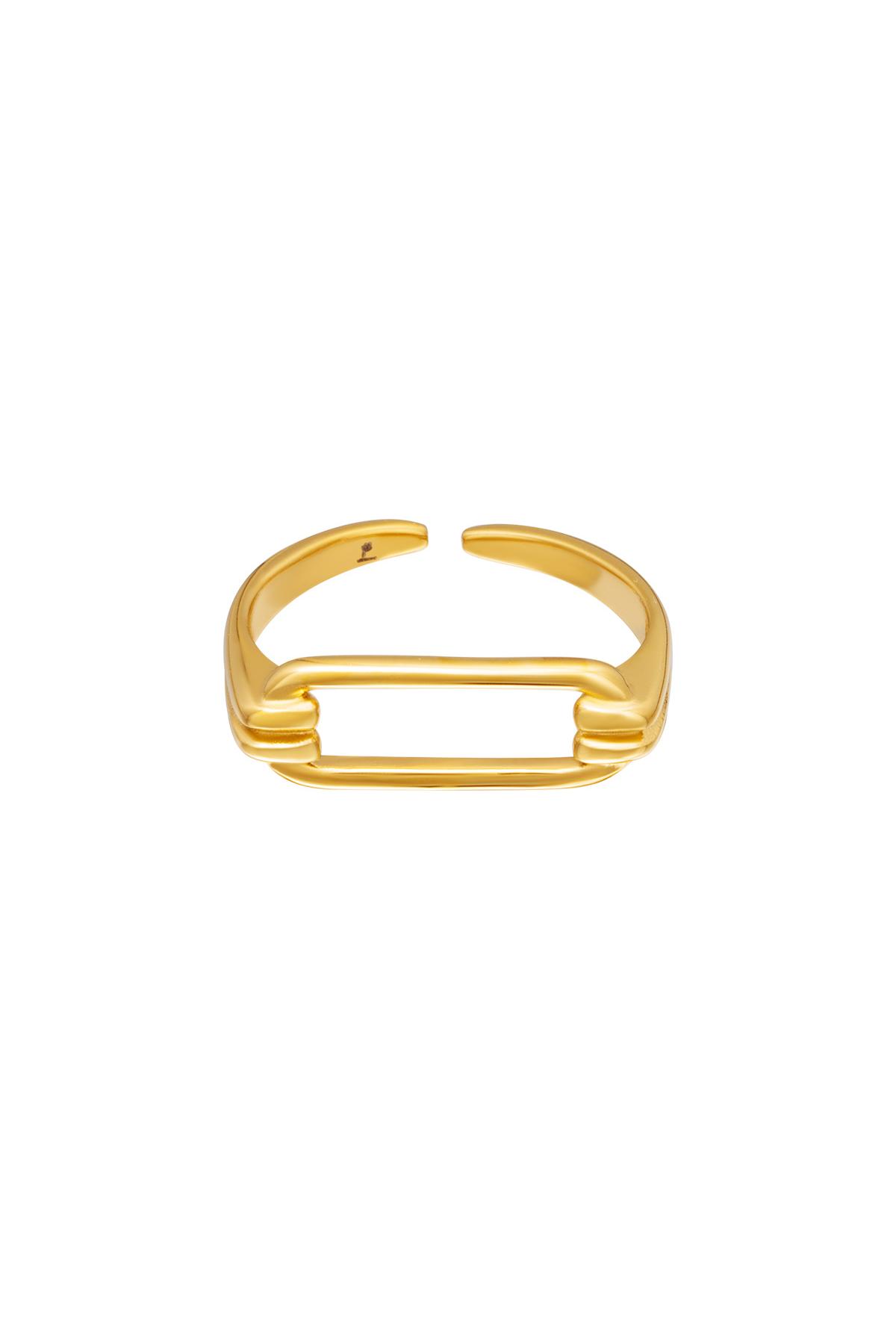 Geometrisch geformter Edelstahlring Gold One size