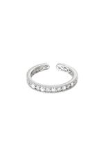 Zilver / One size / Vergulde ring met zirkonia steentjes Zilver Koper One size 