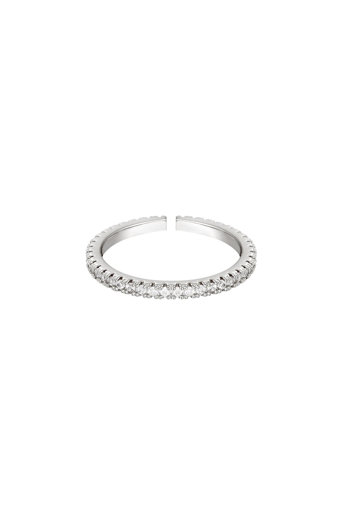 Silber / One size / Verstellbarer Ring kleine Steine Silber Kupfer One size Bild2