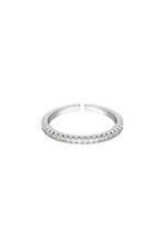 Zilver / One size / Verstelbare ring steentjes Zilver Koper One size 