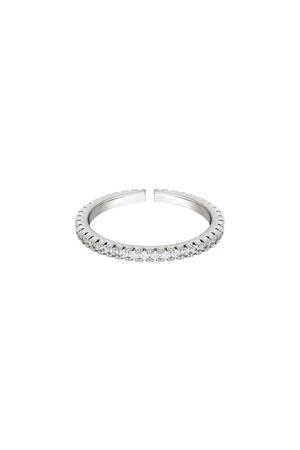 Verstelbare ring steentjes Zilver Koper One size h5 