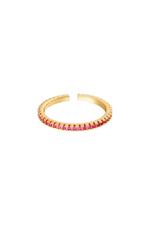Rood / One size / Verstelbare ring steentjes Rood Koper One size Afbeelding4