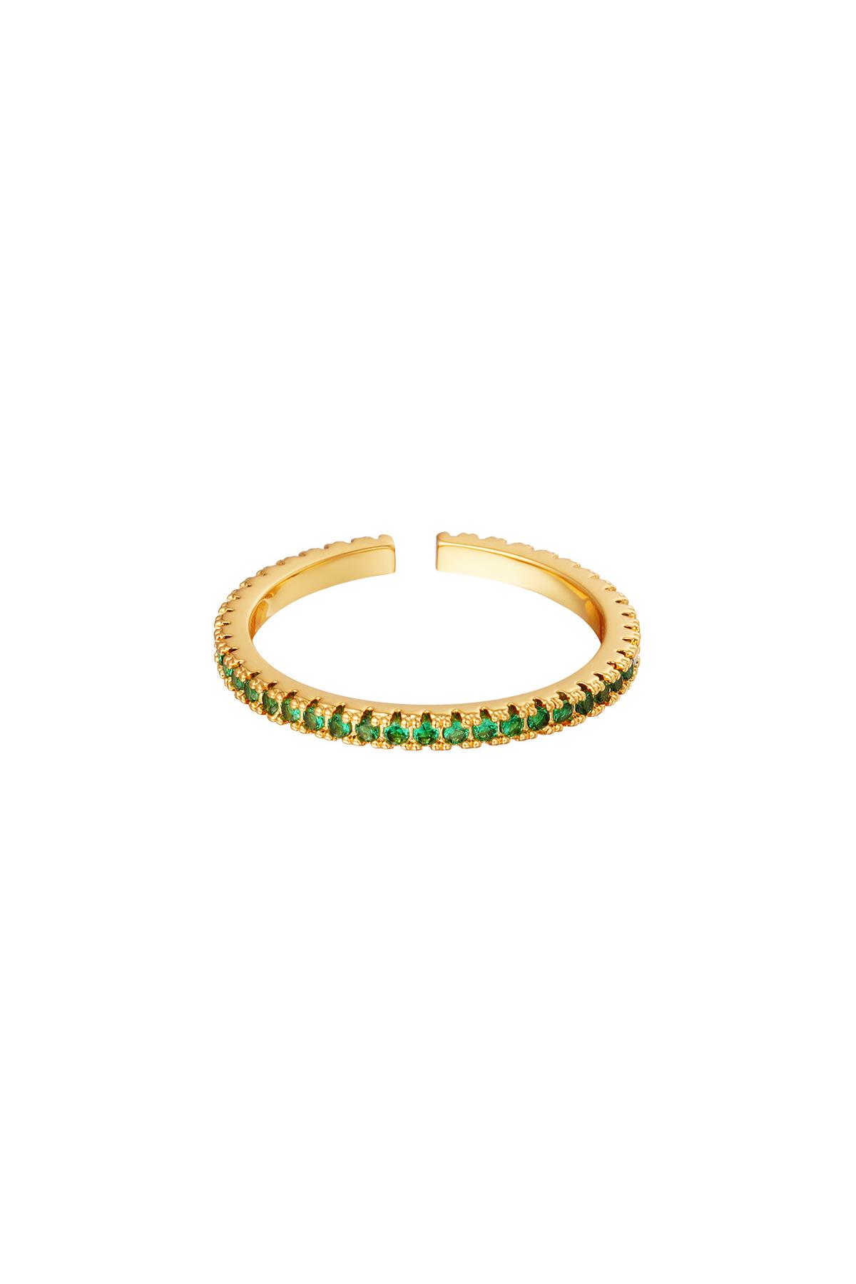 Groen / One size / Verstelbare ring steentjes Groen Koper One size Afbeelding3
