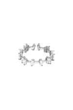 Silber / One size / Verstellbarer Ring mit Zirkoniasteinen Silber Kupfer One size 