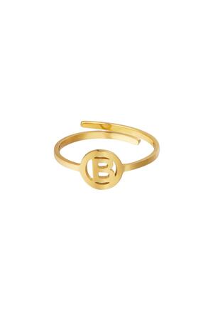 Stainless steel ring initial B Gold h5 