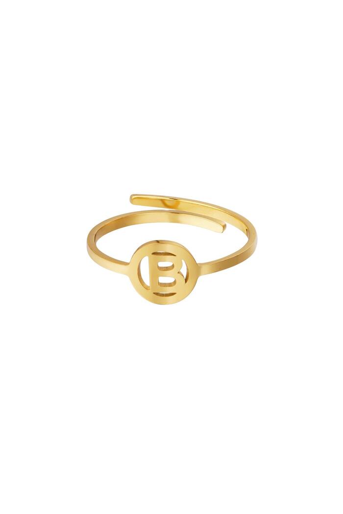 Stainless steel ring initial B Gold 
