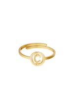 Oro / Inicial del anillo de acero inoxidable Oro Imagen2