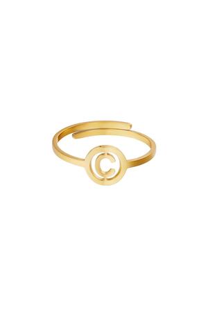 Stainless steel ring initial C Gold h5 