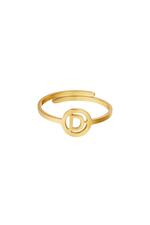 Oro / Inicial del anillo de acero inoxidable Oro Imagen3
