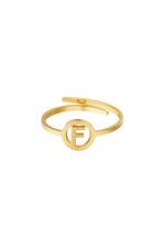 Gold / Stainless steel ring initial F Gold Picture4