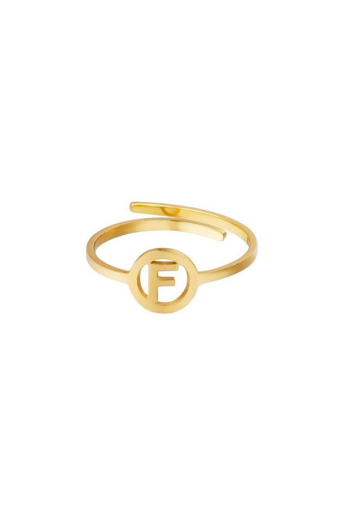Stainless steel ring initial F Gold 