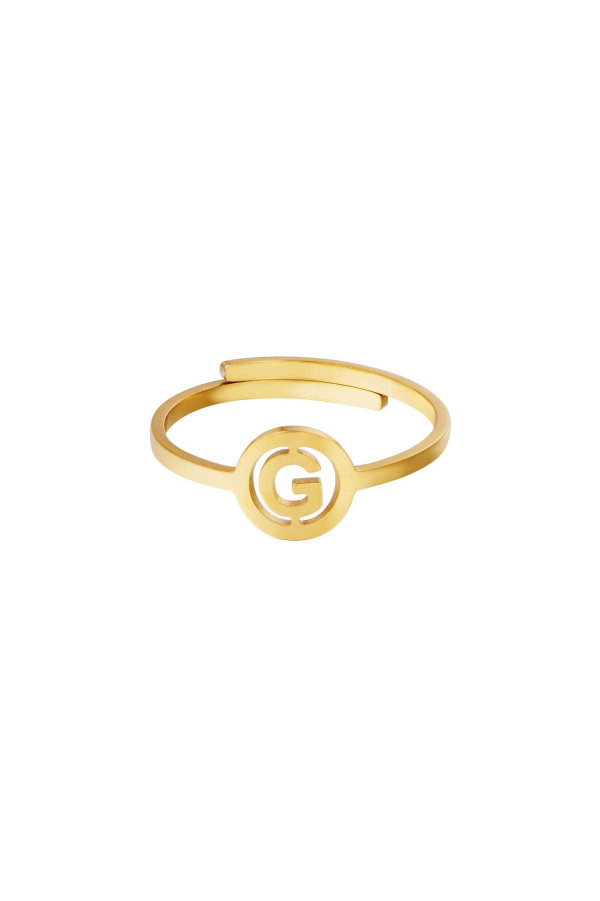 Stainless steel ring initial G Gold color