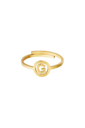 Stainless steel ring initial G Gold h5 