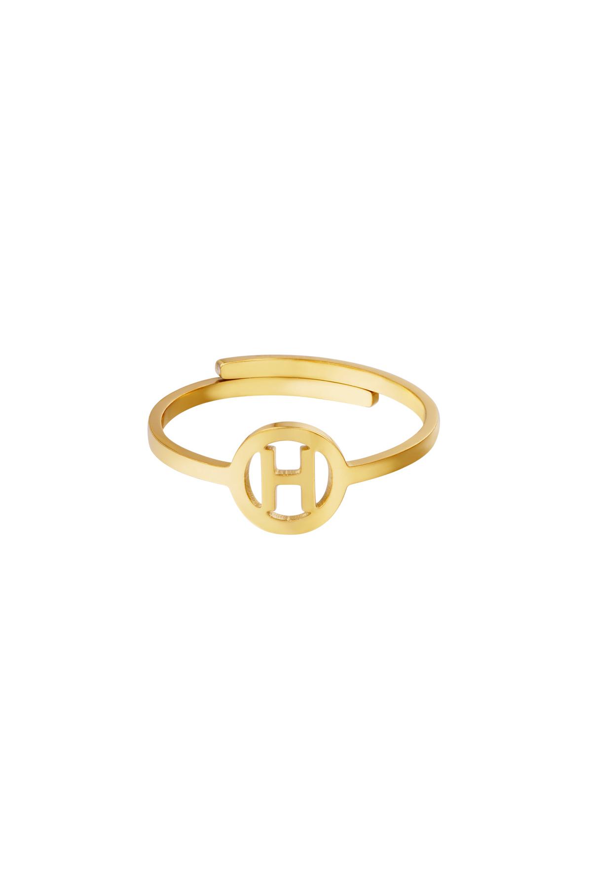 Stainless steel ring initial H Gold