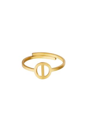 Stainless steel ring initial I Gold h5 