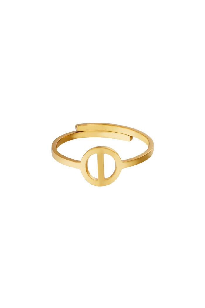 Stainless steel ring initial I Gold 
