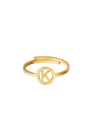 Stainless steel ring initial K Gold h5 