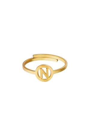 Stainless steel ring initial N Gold h5 