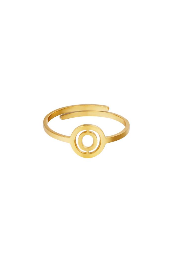 Stainless steel ring initial O Gold 