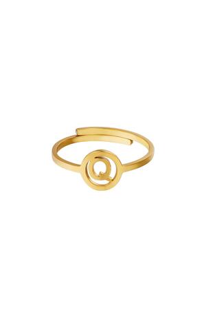 Inicial del anillo de acero inoxidable Oro h5 