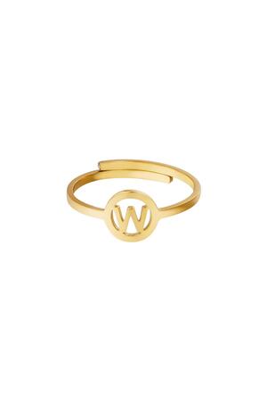 Stainless steel ring initial W Gold h5 