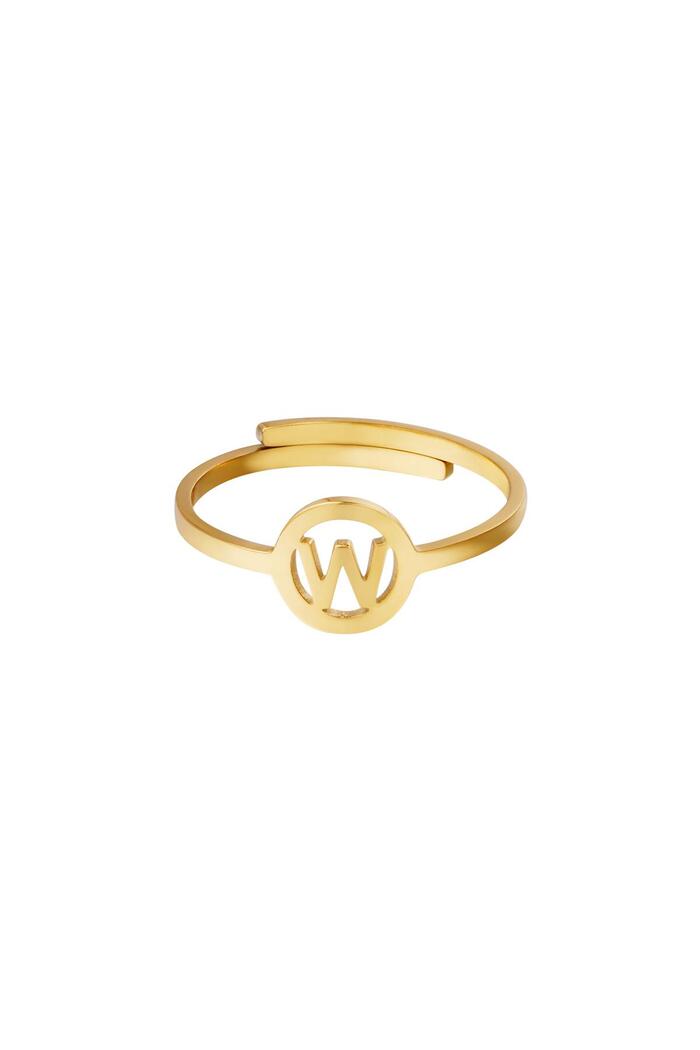 Stainless steel ring initial W Gold 