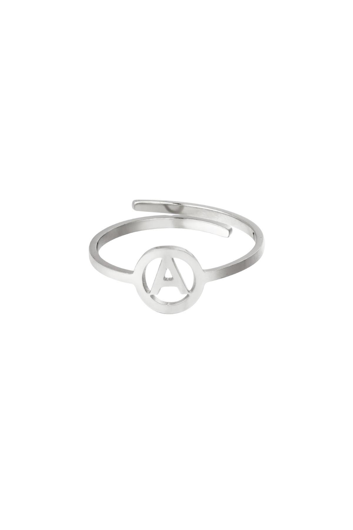 Stainless steel ring initial A Silver