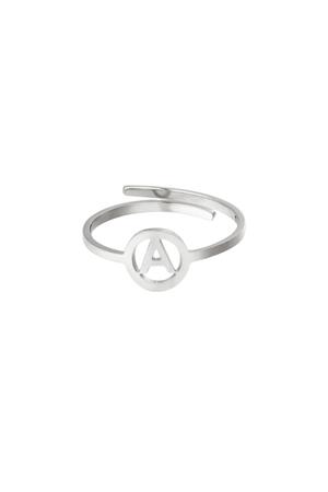 Anello in acciaio inox iniziale A Silver Stainless Steel h5 