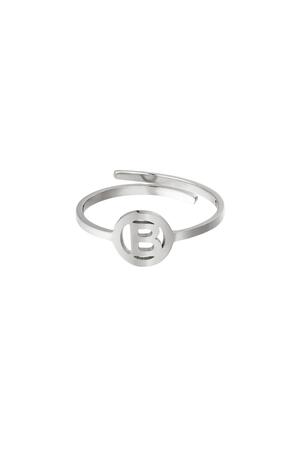 RVS ring initiaal B Zilver Stainless Steel h5 