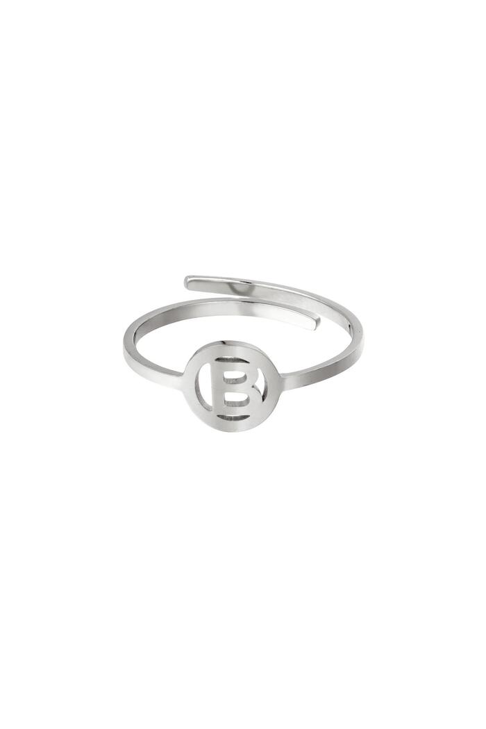 Stainless steel ring initial B Silver 
