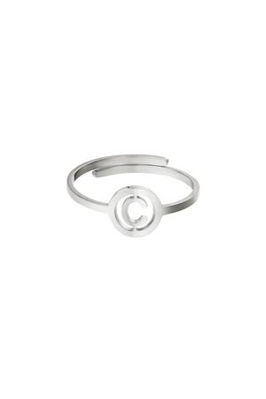 Anello in acciaio inox iniziale C Silver Stainless Steel h5 