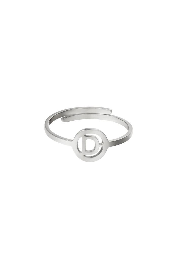 RVS ring initiaal D Zilver Stainless Steel 